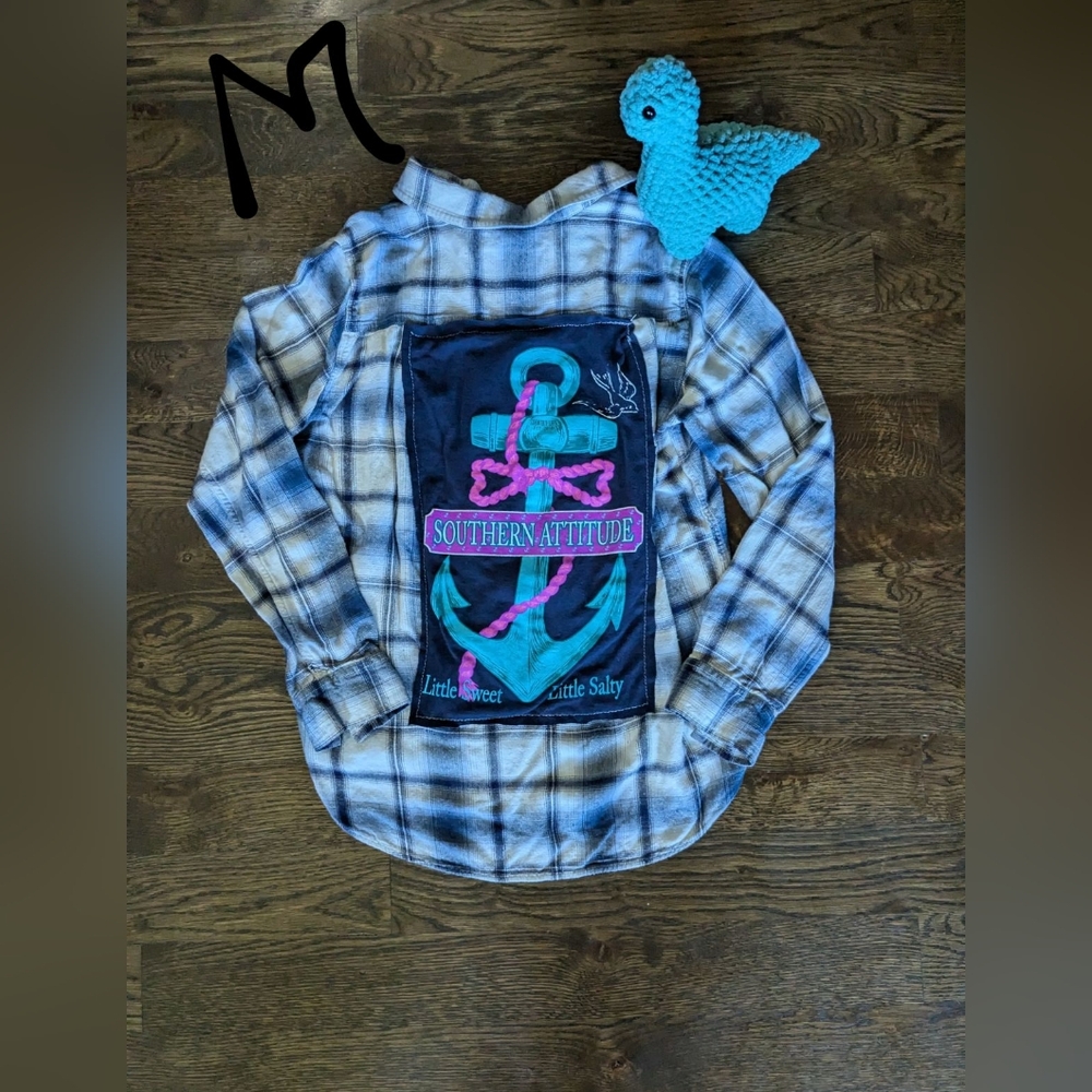 Upcycled Flannel - Southern Attitude - Medium